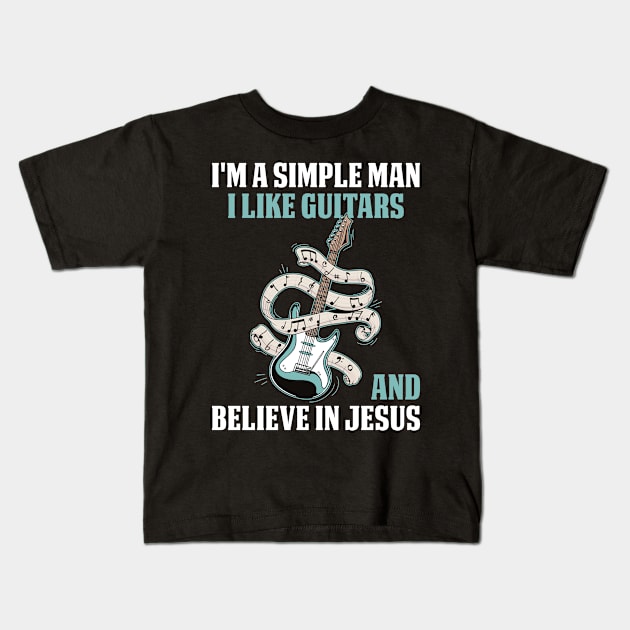 I Like Guitars Funny Guitar Gift Kids T-Shirt by CatRobot